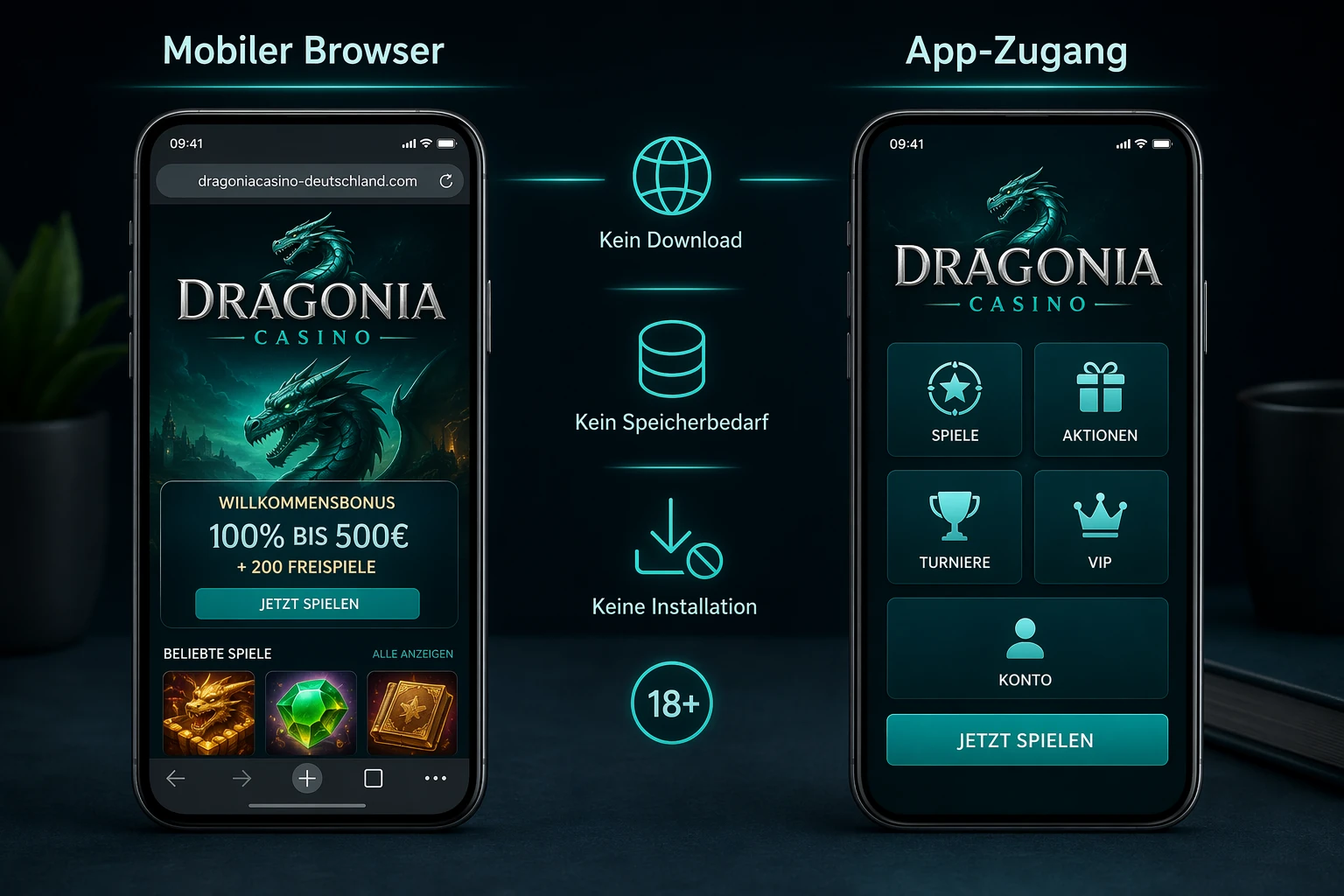 Mobiler Browser vs. Dragonia Casino App